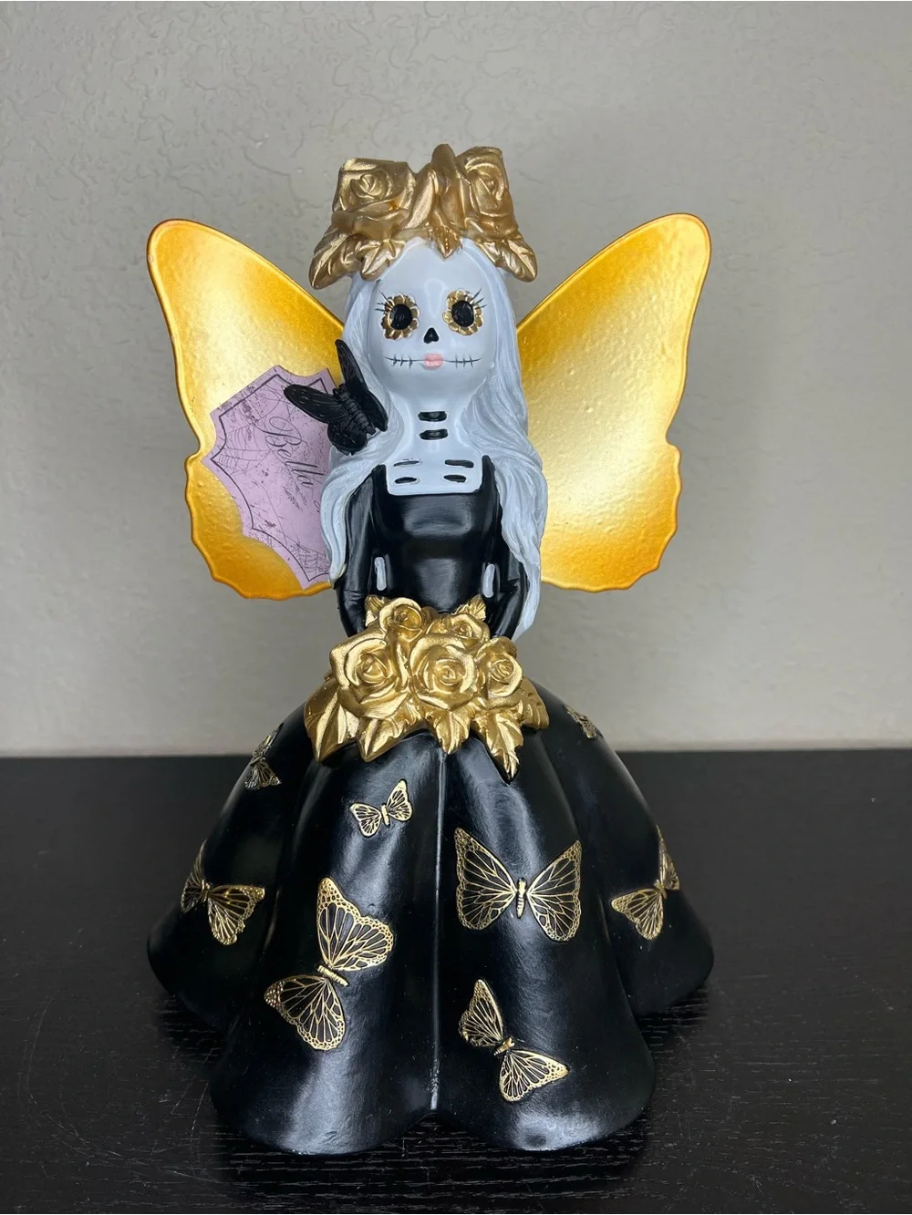 NEW Bella Lux Halloween Dia De Los Muertos Butterfly Skeleton Halloween Figurine